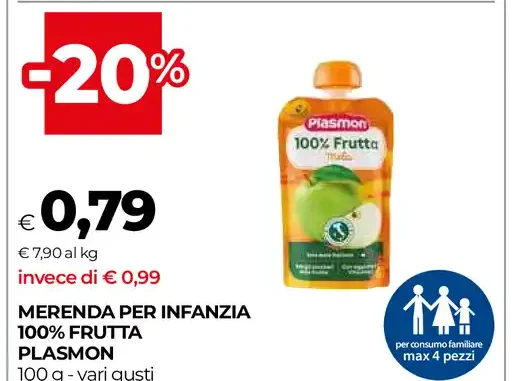 Merenda per infanzia 100% frutta Plasmon