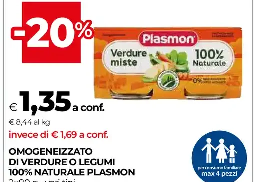 Omogeneizzato di verdure o legumi Plasmon