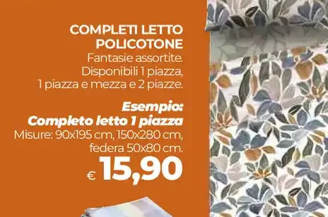 Completo letto 1 piazza