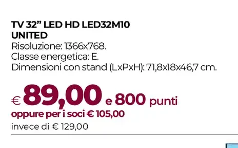 TV 32 pollici LED HD