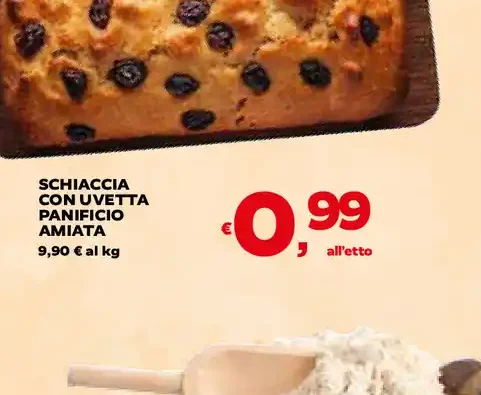 Schiaccia con uvetta Panificio Amiata