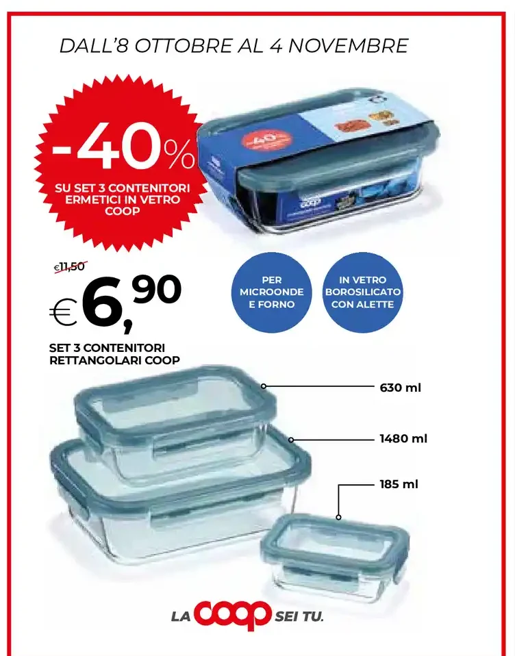 Set 3 contenitori rettangolari