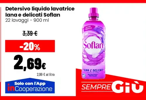 Detersivo liquido lavatrice lana e delicati Soflan