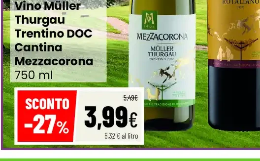 Vino Müller Thurgau Trentino DOC Cantina Mezzacorona