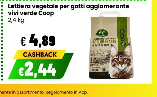 Lettiera vegetale per gatti agglomerante Vivi Verde Coop