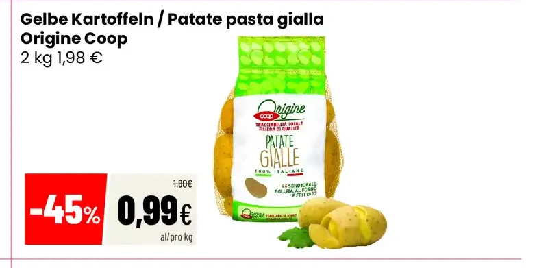 Patate pasta gialla Origine Coop