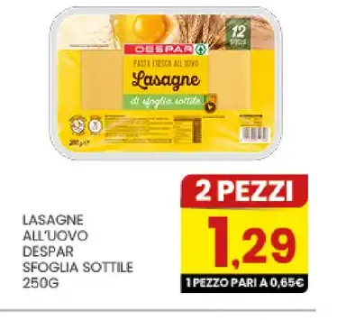 Lasagne all'uovo Despar sfoglia sottile 250g