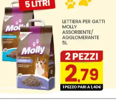 Lettiera per gatti Molly Premium assorbente/agglomerante 5 L