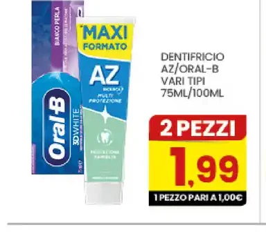 Dentifricio AZ/Oral-B vari tipi 75 ml/100 ml