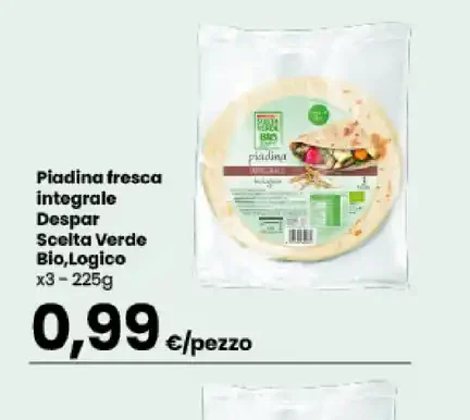 Piadina fresca integrale biologica