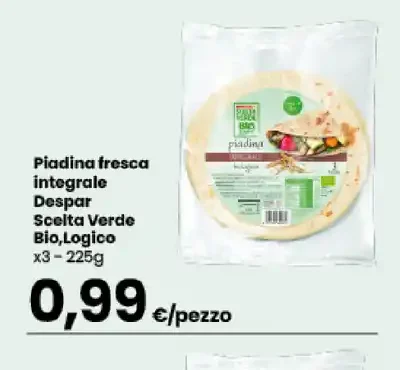 Piadina fresca integrale biologica
