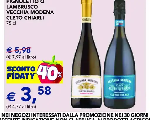 Pignoletto o Lambrusco Vecchia Modena Cleto Chiarli