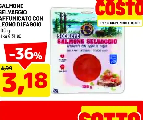 Salmone selvaggio affumicato con legno di faggio