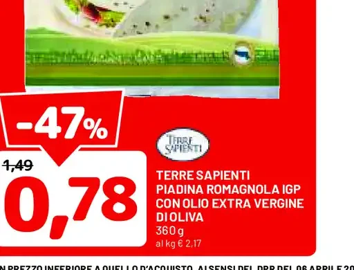 Piadina romagnola IGP con olio extra vergine di oliva