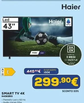 Haier LED Smart TV 4K 43 pollici