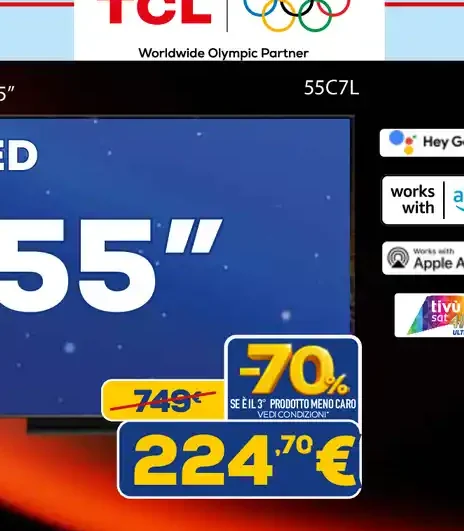TV QLED Mini LED 55 pollici TCL 55C7L