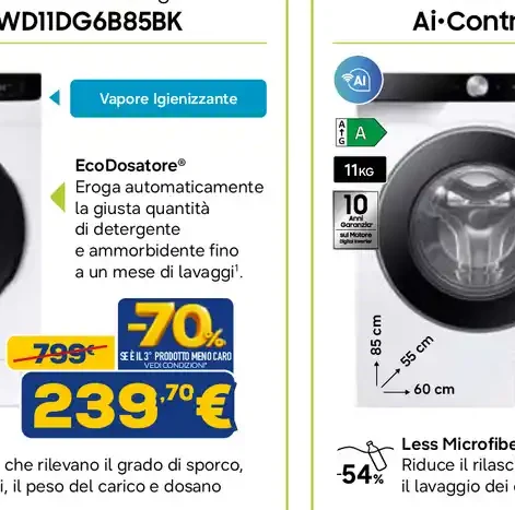 Lavatrice Samsung Ai-Control WD11DG6B85BK