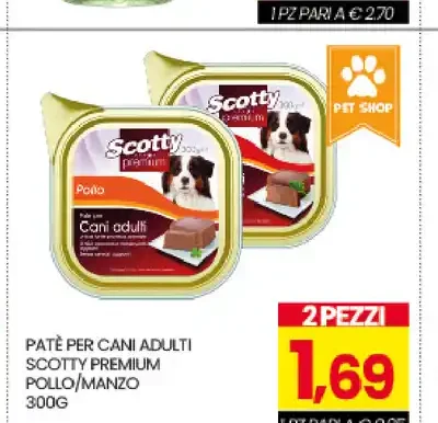 Paté per cani adulti Scotty Premium pollo/manzo 300 g