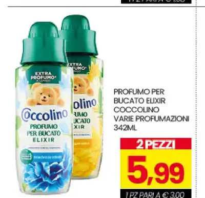 Profumo per bucato elixir Coccolino varie profumazioni 342 ml
