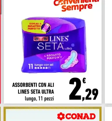 Assorbenti con ali Lines Seta Ultra