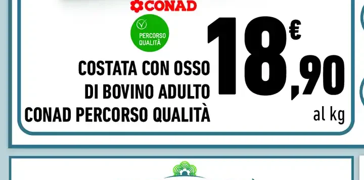 Costata con osso di bovino adulto