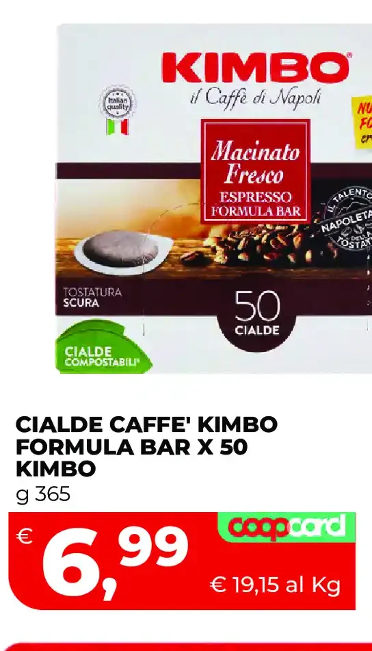 Cialde caffè Kimbo Formula Bar x50