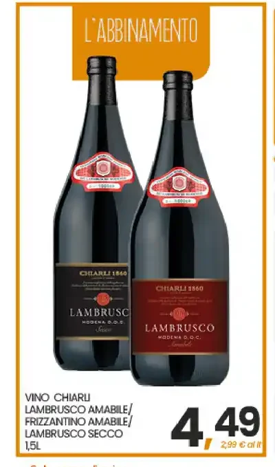 Vino Chiari Lambrusco amabile/frizzantino/secco 1,5L