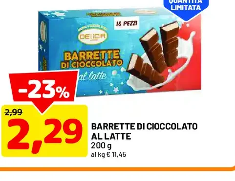 Barrette di cioccolato al latte