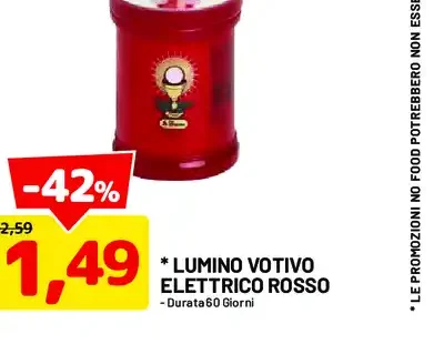 Lumino votivo elettrico rosso