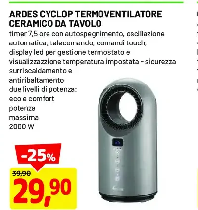 Ardes Cyclop termoventilatore ceramico