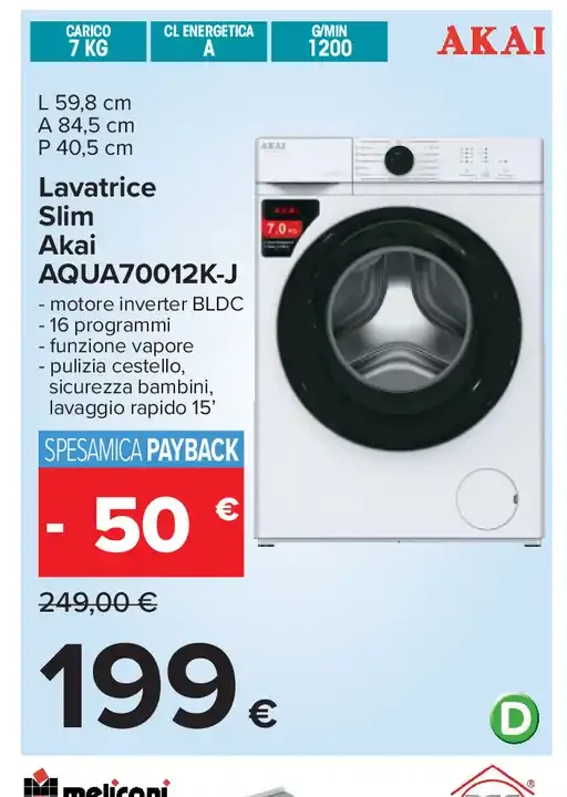 Lavatrice Slim Akai AQUA70012K-J