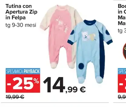 Tutina con apertura zip in felpa