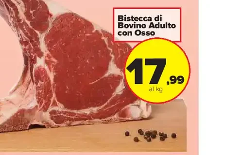 Bistecca di bovino adulto con osso