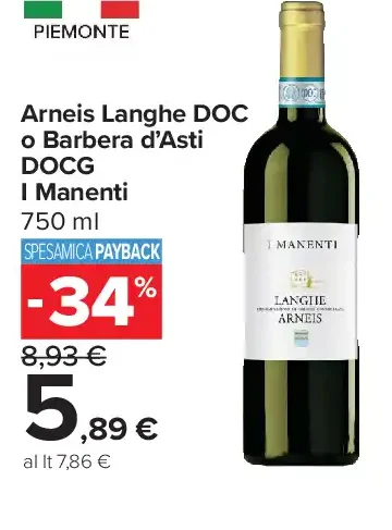 Arneis Langhe DOC o Barbera d’Asti DOCG I Manenti