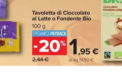 Tavoletta di Cioccolato al Latte o Fondente Bio
