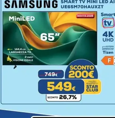 TV Samsung Mini LED 65" UE65M70HAUXZT
