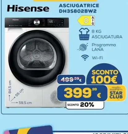 Asciugatrice Hisense DH3S802BW2