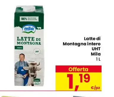 Latte di montagna intero UHT Mila