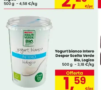 Yogurt bianco intero Despar Scelta Verde Bio Logico