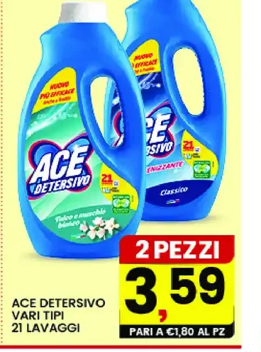 Ace detersivo vari tipi 21 lavaggi