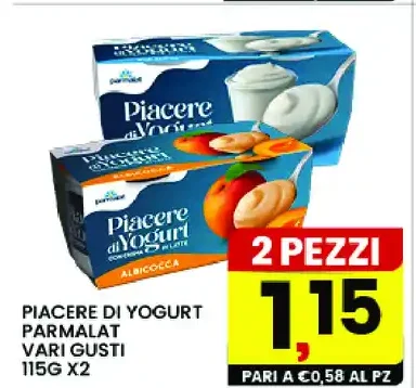 Piacere di Yogurt Parmalat vari gusti 115g x2