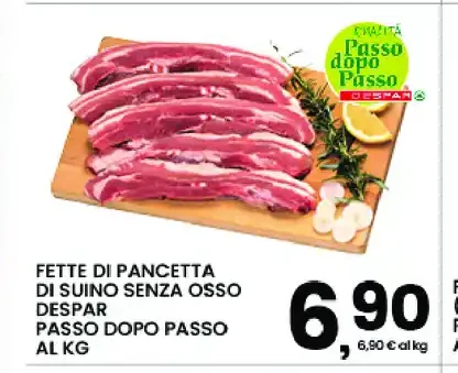 Fette di pancetta di suino senza osso