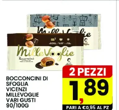 Bocconcini di sfoglia Vicenzi MilleVoglie vari gusti 90/100g