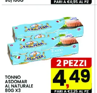 Tonno Asdomar al naturale 80g x3