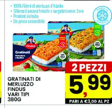 Gratinati di merluzzo Findus vari tipi 380g