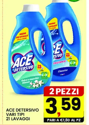 Ace detersivo vari tipi 21 lavaggi