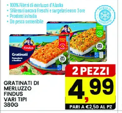 Gratinati di merluzzo Findus vari tipi 380g