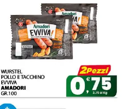 Wurstel pollo e tacchino Amadori GR.100