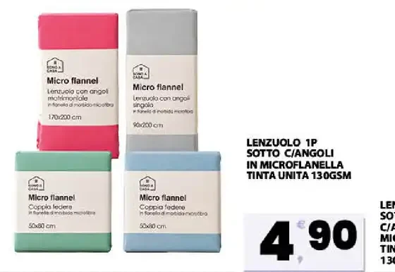 Lenzuolo 1P sotto con angoli in microflanella