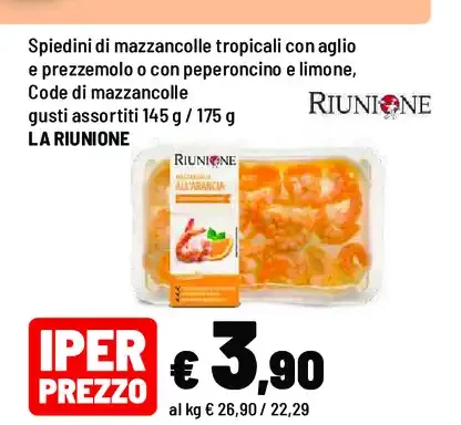 Spiedini di mazzancolle tropicali